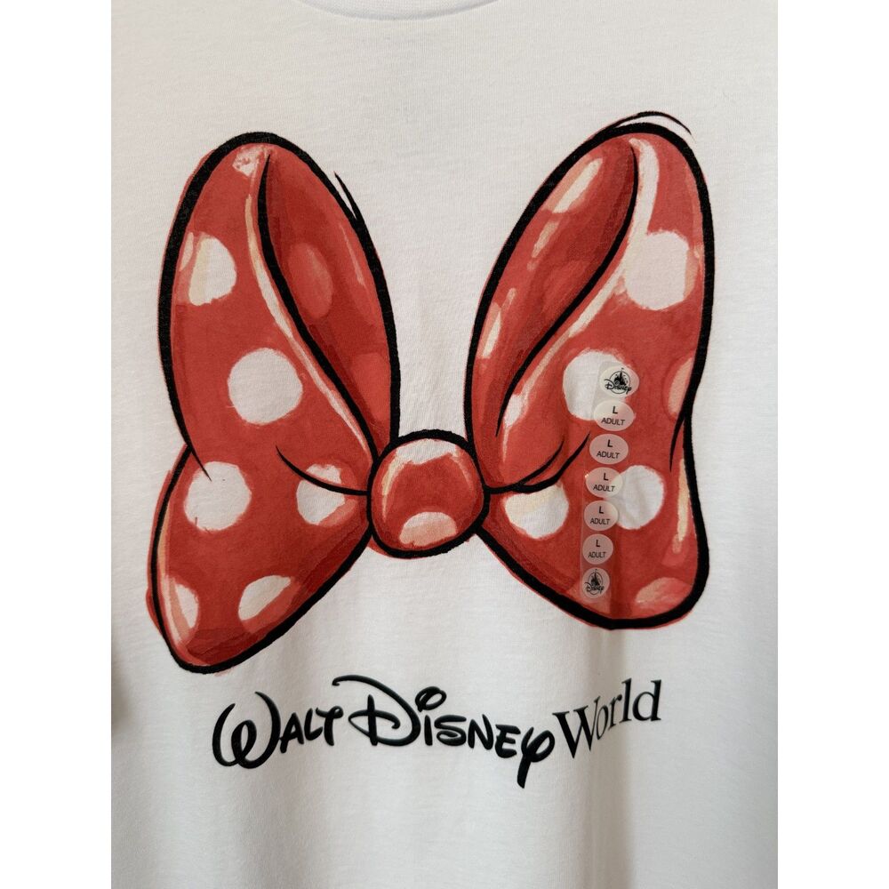 New Walt Disney World Minnie Mouse Bow Graphic T-Shirt White Large Disney Parks